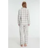 Luz&Pos Anıl Kare Desenli Pamuklu Gömlek Pijama Takımı