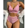 Luz&Pos Arias Closet Pembe Dantelli Fantezi Bralet Sütyen Takımı