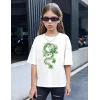 Luz&Pos Çocuk Unisex Baskılı T-shirt - Beyaz