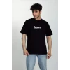 Luz&Pos Erkek Bisiklet Yaka Kısa Kol Hav Baskılı T-shirt - Siyah