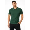 Luz&Pos Erkek Fermuarlı Yaka Fitilli Triko Kısa Kollu Regular Fit Tişört T-shirt - Yeşil
