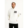 Luz&Pos Erkek Kapşonlu Sweatshirt – Üç İplik Şardonlu Kumaş, Oversize Fit, Ön & Arka Baskılı, Kanguru Cepli, Kışlık Rahat Hoodie - Beyaz