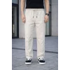 Luz&Pos Erkek Keten Cepli Çıma Dikişli Jogger Buggy Pantalon Rahat Kalıp - Krem