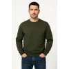 Luz&Pos Erkek Üç İplik Düz Bisiklet Yaka Sweatshirt - Haki