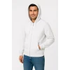 Luz&Pos Erkek Üç İplik Kapüşonlu Tam Fermuarlı Kanguru Cepli Sweatshirt Hoodie - Beyaz