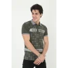 Luz&Pos Erkek Yakalı Slim Fit Baskılı T-shirt - Haki