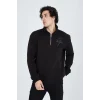 Luz&Pos Erkek Yarım Fermuarlı Baskılı Sweat - Siyah