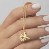 Luz&Pos Gümüş Gold Tek Taşlı Uçak Kadın Kolye