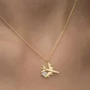 Luz&Pos Gümüş Gold Tek Taşlı Uçak Kadın Kolye
