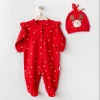 Luz&Pos Happy Newyear Kadife Bebek Tulum Takım Red