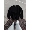 Luz&Pos Kışlık Bisiklet Yaka Üç İplik Basic Sweatshirt - Siyah