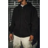Luz&Pos Oversize Tam Fermuarlı Uzun Kol Hırka - Siyah