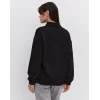 Luz&Pos Oversize Yarım Farmuarlı Yakalı Basic Sweatshirt - Siyah