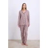 Luz&Pos Pamuklu Uzun Kol Düğmeli Gömlek Ve Ekose Pantolon Pijama Takımı
