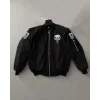 Luz&Pos Siyah Askeri Tarz Bomber Mont – Unisex, Punisher Skull Detaylı, Fermuarlı, Cepli, Uzun Kollu, Bahar Ve Kış Günlük Moda İçin Uygun - Siyah