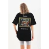 Luz&Pos Unisex Baskılı Oversize T-shirt - Siyah