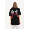 Luz&Pos Unisex Baskılı Oversize T-shirt - Siyah