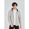 Luz&Pos Unisex Tam Fermuarlı Kapşonlu  Sweatshirt - Boyalı Gri