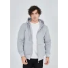 Luz&Pos Unisex Tam Fermuarlı Kapşonlu  Sweatshirt - Gri