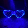 Mavi Led Işıklı Kalp Gözlük – 3 Modlu Parti - Glow Gözlüğü