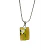 Moldavit Doğal Taşı Zincirli El Yapımı Kolye Uç: 2 cm Zincir: 20 cm Kutulu