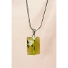 Moldavit Doğal Taşı Zincirli El Yapımı Kolye Uç: 2 cm Zincir: 20 cm Kutulu