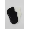NessiWorld 2Li Sneakers Kaymaz Basic Penye Çorap BS20103 Siyah Ekru