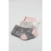 NessiWorld 3Lü Penye Kız Soket Çorap BS10112 Gri