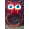 Led Işıklı & Pilli 3 Farklı Modda Yanan Uzaylı Göz Parti Tacı Kırmızı Renk 18x12 cm