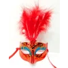 Renkli Tüylü Venedik Parti Maskesi Karışık Renk 12 Adet