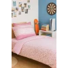 Pembe Çiçek Desenli Pamuklu Tek Kişilik Nevresim Takımı