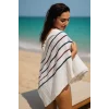 Peştemal Plaj Havlusu &#37;100 Pamuklu 70x150 Cm  Beyaz Waves