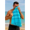 Peştemal Plaj Havlusu &#37;100 Pamuklu 70x150 Cm  Turkuaz Waves