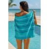 Peştemal Plaj Havlusu &#37;100 Pamuklu 70x150 Cm  Turkuaz Waves
