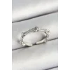 Pirinç Düğüm Figürlü Zirkon Taşlı Gümüş Renk Ayarlanabilir Kadın Yüzük
