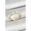 Pirinç Fiyonk Figürlü Zirkon Taşlı Gold Renk Ayarlanabilir Kadın Yüzük