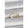 Pirinç Gold Renk Ayarlanabilir Zirkon Taşlı Kalp Model Kadın Yüzük