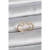 Pirinç Gold Renk İncili Hilal Zirkon Taşlı Yıldız Ayarlanabilir Model Kadın Yüzük