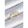 Pirinç Gold Renk İncili Yonca Model Zirkon Taş Detay Kadın Yüzük