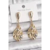 Pirinç Gold Renk Sallantı Damla Model Gümüş Top Detay Kadın Küpe