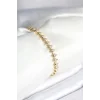 Pirinç Gold Renk Zirkon Taşlı Baklava Model Kadın Bileklik