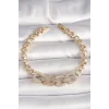 Pirinç Gold Renk Zirkon Taşlı Daire Zincir Model Kadın Bileklik