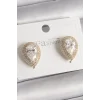 Pirinç Gold Renk Zirkon Taşlı Damla Model Kadın Küpe