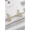 Pirinç Gold Renk Zirkon Taşlı Kadın Küpe