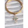 Pirinç Gold Renk Zirkon Taşlı Kutup Yıldızı Nazar Boncuk Detay Ajda Charm
