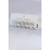 Pirinç Gümüş Renk Oval Küpe Seti