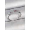 Pirinç Gümüş Renk Pembe Damla Zirkon Taşlı Ayarlanabilir Model Kadın Yüzük