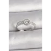 Pirinç Gümüş Renk Zirkon Taşlı Ayarlanabilir Kadın Yüzük