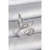 Pirinç Gümüş Renk Zirkon Taşlı Balık Kuyruğu Model Ayarlanabilir Kadın Yüzük