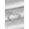 Pirinç Gümüş Renk Zirkon Taşlı Yıldız Model Ayarlanabilir Kadın Yüzük
